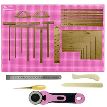 Imagem de Base Para Corte 45x30 Cortador 45mm De Papel Scrapbook Réguas Esquadros em MDF (Base Rosa)