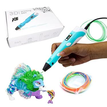 Imagem de Caneta de impressão 3D, Caneta 3D com 15 cores com recarga de filamento de carregamento USB, PLA e ABS compatíveis, brinquedo criativo, presente de artesanato para crianças e adultos (Azul, kissun)