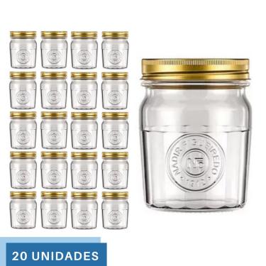 Imagem de 20 Pote Americano Mantimento Café Vidro Vintage 500ml Nadir