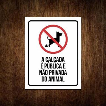 Imagem de Placa Recolha Coco Cachorro Sinalização Calçada (27X35)