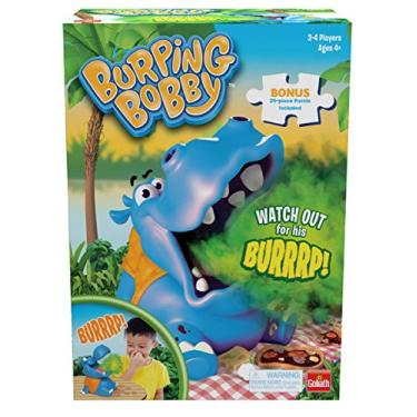 Imagem de Burping Bobby - The Feed The Hippo But Watch Out for His Burp! Game - Includes A Fun Colorful 24pc Puzzle by Goliath