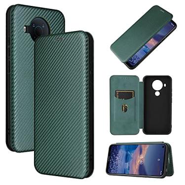 Imagem de YUNCHAO Caixa de telefone Para Nokia 5.4 Textura de fibra de carbono Flip TPU + PC + PU PU com slot de cartão capa para celular