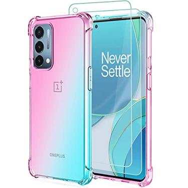 Imagem de Osophter Capa para Oneplus Nord N200 5G com 2 peças de protetores de tela transparentes e reforçados, capa de celular flexível de TPU com absorção de choque para 1+Nord N200 5G (rosa petróleo)