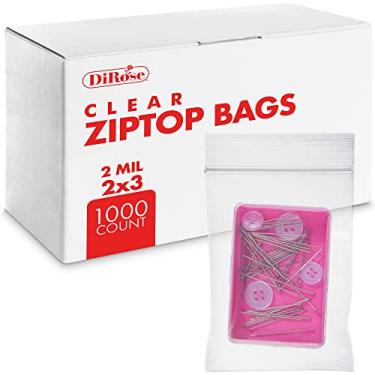 Imagem de Bolsas de plástico transparente com zíper – da DiRose | recarregáveis, fortes, grossas, resistentes, seguras para alimentos | para organização, viagem, envio, embalagem e armazenamento | Volume | tamanhos pequenos, médios e grandes., Case of 1000, 2X3