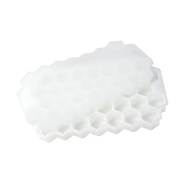 Imagem de Bandeja de cubo de gelo 37 grades bandeja de cubo de gelo molde de gelo de silicone com tampas para bar de sorvete festa uísque coquetel ferramentas de bebida fria molde de cubo de gelo (cor: cor transparente)
