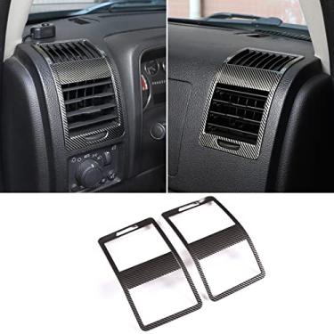 Imagem de PIUGILH Adesivos de decoração de saída de vento para painel lateral para Hummer H3 2005 20016 2007 2008 2009, moldura de ventilação de ar do console central lateral (padrão de fibra de carbono)