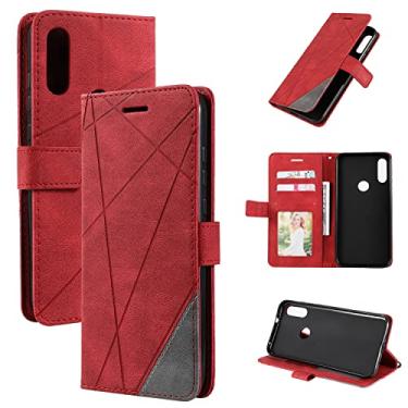 Imagem de Capa carteira para smartphone para Motorola Moto E 2020, capa flip de couro PU com porta-cartões [capa interna de TPU à prova de choque] capa de telefone, capas protetoras flip (cor: vermelho)