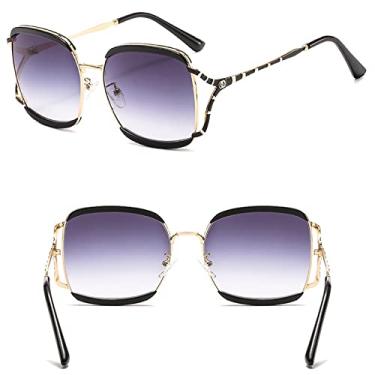 Imagem de Óculos de sol femininos retrô quadrados em forma de y designer elegante óculos de sol superdimensionados femininos óculos de gradiente grande, c1 preto cinza, uv400
