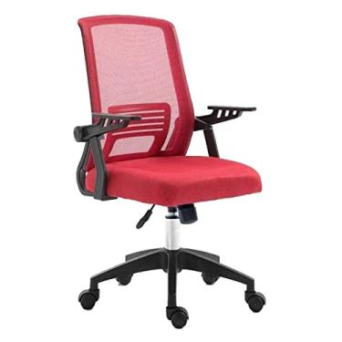 Imagem de cadeira de escritório Cadeira de computador Elevador de cadeira de escritório Cadeira executiva Assento giratório com apoio de braço Cadeira de trabalho ergonômica Cadeira estofada (cor: vermelho)