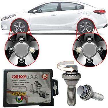 Imagem de Trava Antifurto Anti Roubo de Roda Parafuso Porca Farad Galaxylock Kia Cerato 2006 à 2019 Com Mais de 10.000 Segredos H1/M