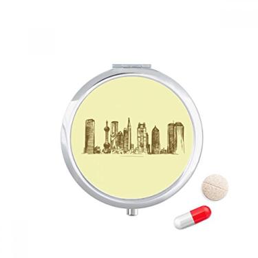 Imagem de Estojo de comprimidos Shanghai China Landmark Sketch Pocket Medicine Storage Box Dispenser Recipiente