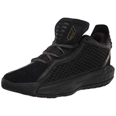 Imagem de adidas Sapato de basquete unissex adulto Dame 6 couro, Preto/dourado metálico/preto, 8