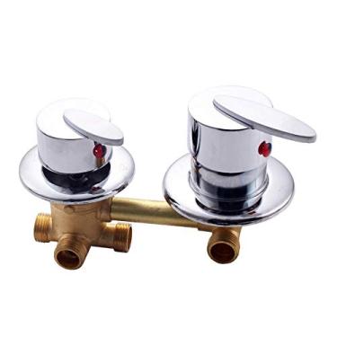 Imagem de Interruptores de chuveiro de 3/4/5 vias, controle de torneiras de sala de latão, acessórios para cabine de mistura, válvula de mistura, painel de entrada de torneira de desviador de água quente e fria, peça de reparo de conversão, cartucho de cerâmica, suporte duplo