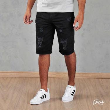 Imagem de Bermuda Masculina Destroyed - Jeans Preto - Jonh Pool