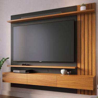 Imagem de Estante Para Tv Até 70 Polegadas Juriti 3 Portas 2 Prateleiras Noce Milano/preto Fosco - Colibri