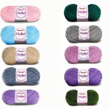 Imagem de Kit 10 Novelo Lã Mollet circulo 40g 500 Tex cores a escolha