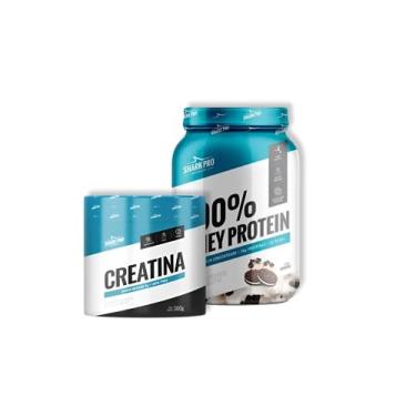 Imagem de Kit 100% Whey Protein Shark Pro 900G + Creatina Monohidratada 300G Escolha seu Sabor (Creatina + Whey Protein Cookies)