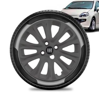 Imagem de Calota Fiat Punto aro 15 2015 a 16 Grafite Fosca Emb Preto