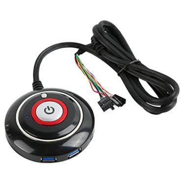 Imagem de Luqeeg Botão de alimentação externo para PC, capa de computador de mesa placa mãe fonte de alimentação liga/desliga redefinir botão HDD interruptor PC controle remoto extensão do interruptor de energia do computador (2 USB)