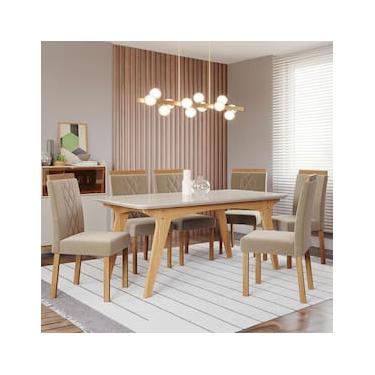 Imagem de Mesa de Jantar Cimol Tereza com 6 Cadeiras - Nature/Off White/Madeira/Joli
