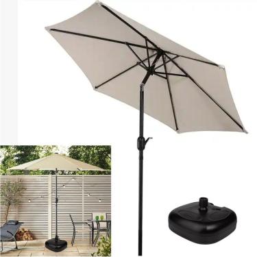 Imagem de Ombrelone Com Base Plástica para Piscina 2,5m de Manivela Articulado Ipanema Bege - AMZ