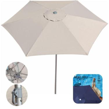 Imagem de Ombrelone Guarda Sol 2,6m Sombreiro Alumínio Malibu Garden Jardim Praia Piscina Camping Bege - 1900 Tobee