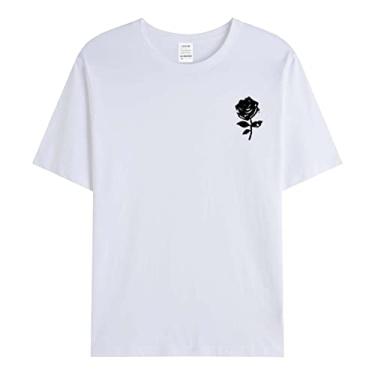 Imagem de Passar a ferro em transferências para camisetas masculinas casuais gola redonda blusa impressa em 3D blusa blusa vestido de camisa de manga curta, Branco, M