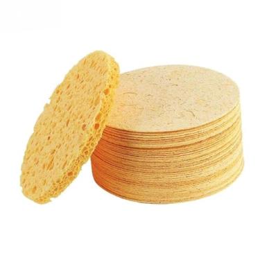 Imagem de Esponja esfoliante facial, esponja de lavagem facial de algodão com polpa de madeira, esponjas faciais para limpeza facial, 50 unidades