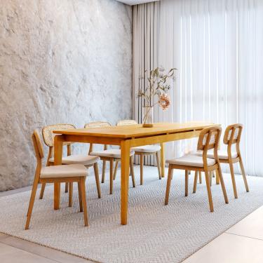 Imagem de Conjunto Sala de Jantar Mesa 210cm Seiva 6 Cadeiras Liz CabeCasa MadeiraMadeira Mel