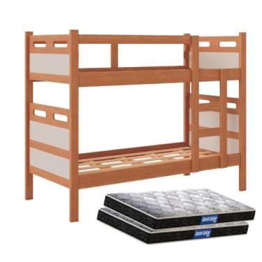 Imagem de Beliche Vira Duas Camas Solteiro Jaspe com 2 Colchões Espuma D20 -Cor Nature com OFF