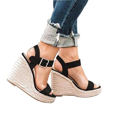 Imagem de Sandálias femininas casuais de salto alto grosso, sandálias de festa para caminhada, tira no tornozelo, peep toe, 01 cinza, 9