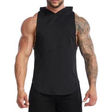 Imagem de Magiftbox Camisetas masculinas sem mangas para treino com capuz atlética fitness academia regata masculina T72, Preto, GG