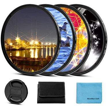 Imagem de Filtro estrela de 58 mm 4 peças de filtro de lente Starburst (4 pontos, 6 pontos, 8 pontos, 12 pontos) com tampa de lente central para Canon Nikon, Sony, Olympus, Pentax e outras câmeras DSLR + 4 compartimentos para filtro