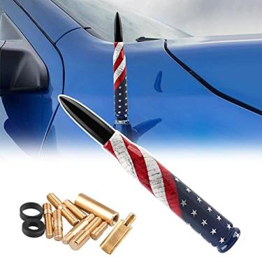 Imagem de Samman Antena Bala de Caminhão de Carro para Ford F150, Antena de Rádio de Substituição de Alumínio Billet com Design de Bandeira Americana Compatível com Ford Série F Super Duty Raptor Explorer, Ponta Preta..