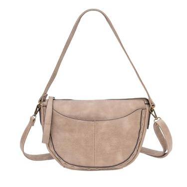 Imagem de T-Shirt & Jeans Bolsa transversal Pria com alça removível, vários bolsos, fecho de zíper superior, Cinzento-acastan, Small