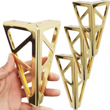 Imagem de Hyever Pés de móveis dourados de 15 cm, pés de móveis de metal resistente, pernas de sofá/armário/mesa douradas, 4 peças, conjunto de 4 pernas de armário de 15 cm, substituição de pés de sofá (ouro 2)