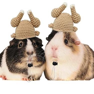 Imagem de Chapéu de peru de porquinho da índia - Mini alça ajustável, adorável chapéu de coelho feito à mão, acessórios de roupas de animais pequenos para coelho, lagarto, hamster, chinchila, dragão barbudo