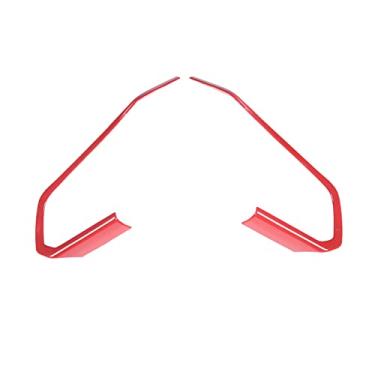 Imagem de Capa de moldura de botão de volante adequada para Chevrolet Corvette C8 Stingray 2020-2023, ABS painel de volante de carro proteção moldura moldura moldura moldagem adesivo guarnição, 2 peças (vermelho)