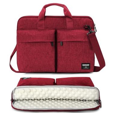 Imagem de KINGSLONG Bolsa fina para laptop de 17,3 polegadas com alça de ombro, capa para laptop Ultrabooks para notebook para homens e mulheres, adequada para Acer, Asus, Lenovo, HP, Toshiba, Vermelho