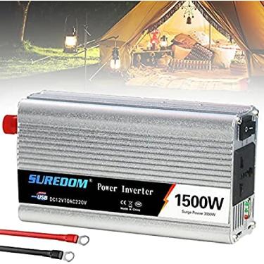 Imagem de Inversor de energia 300W 500W 600W 800W 1000W 1200W 1500W 2000W Onda senoidal pura DC 12V para AC 110V 120V Conversor de tensão com tomadas CA e porta USB para caminhões RVs Emergência domés
