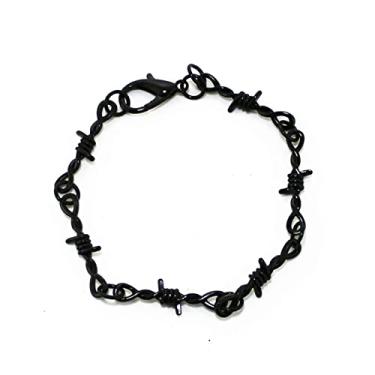 Imagem de Conjunto de pulseiras góticas punk de arame farpado espinhos grossos e amendoeiras para casais, amizade, hip hop, rock, legal, ajustável, joia para mulheres e homens, 9.64 inch, Metal, Metal