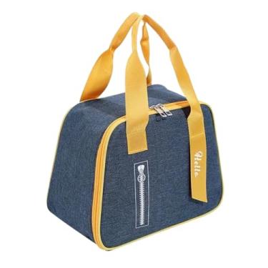 Imagem de Bolsa Sacola Térmica Lancheira Com Alça Para Marmita Fitness Reutilizável Impermeável Viagem Academia Trabalho Feminina Masculina (Azul)