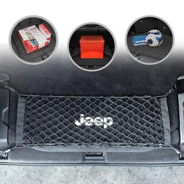 Imagem de Rede de carga para porta-malas estilo chão preta para Jeep Wrangler 4xe 2 portas apenas 2007-2025 - Acessórios para carro - Organizador e armazenamento de porta-malas premium - Rede de carga para SUV