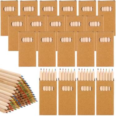 Imagem de TBoxBo Conjunto de mini lápis de cor para crianças, 120 unidades, 20 caixas, lápis de cor curtos e gordos de 8,89 cm para livros de colorir para adultos, sala de aula, escola, aniversário, festa de