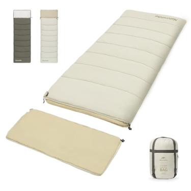 Imagem de Naturehike Saco de dormir de acampamento, saco de dormir duplo emendável para adultos e crianças, clima frio e quente, leve, impermeável, saco de dormir, branco LD350