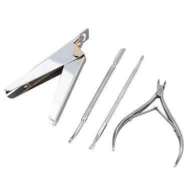 Imagem de Tesoura de Manicure Conjunto Removedor de Cutícula de Aço Inoxidável Kit Empurrador de Unhas de Pele Morta Profissional Ferramentas de Beleza de Unhas Com Alça Ergonômica para