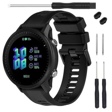 Imagem de TopPerfekt Pulseira para relógio Garmin Forerunner 955 – pulseira de substituição de silicone macio compatível com relógio inteligente 955 para mulheres e homens, preto