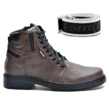 Imagem de Kit Bota Coturno Masculino Casual Conforto Macia Zíper + Boné Marrom