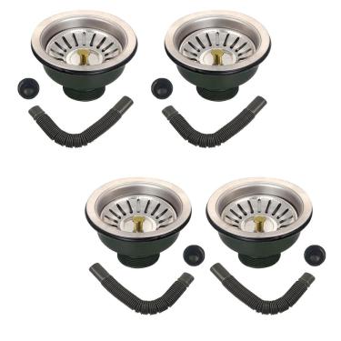 Imagem de Ralo Valvula Dreno de Pia 10x10 Kit 4 Unidades Filtro Sifao Tubo de Escoamento Casa Cozinha Pia Lavabo Apartamento Restaurante