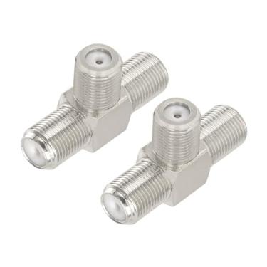 Imagem de Yuslao Divisor tipo F conector de 3 vias tipo F fêmea para dupla fêmea adaptador divisor de cabo coaxial em forma de T para TV vídeo TV antena cabo sintonizador de satélite VCR cabo de antena 2